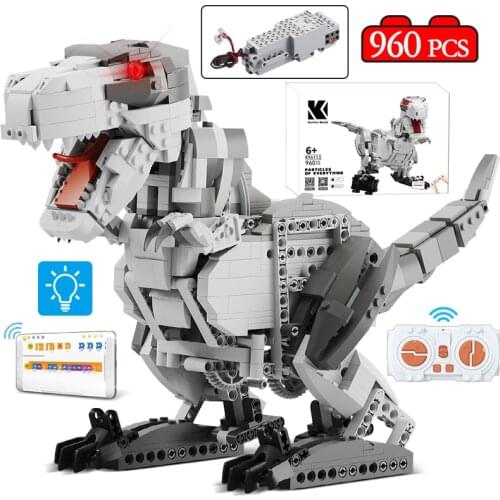 LED City Technical APP Remote Control Dinosaur Building Blocks Creator Jurassic World RC Dinosaur Moc Bricks Toys For Children