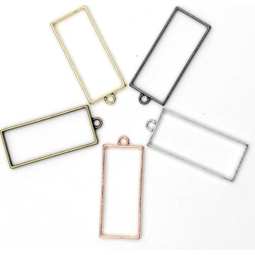 Metal hollow embossed frame resin jewelry making frame necklace earrings pendant mold 10pcs/lots 5 color large rectangle