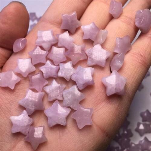 Mini Beautiful Natural Kunzite Crystal Stone Purple Crystal Hand Made Carved Star Crystal Fashion Carved Figurine Gifts