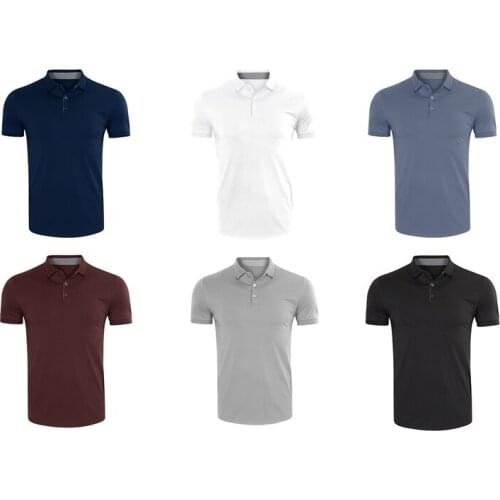 Mens Casual Solid Color Lapel Short Sleeve T-Shirt Tops