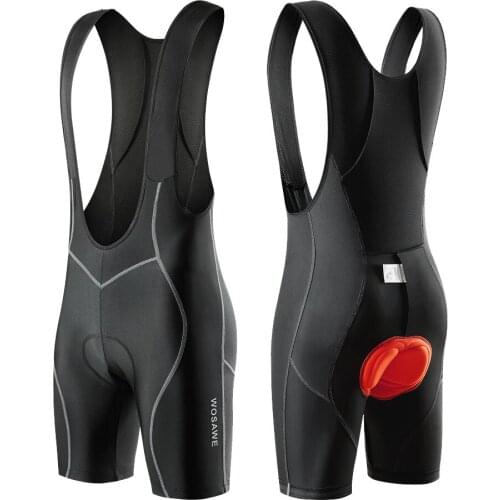 WOSAWE Men Cycling Bib Shorts 3D Sponge Pad Shockproof Bicycle Bib Short Pro Team Breathable Mesh MTB Road Bike Shorts