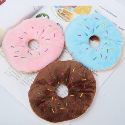 Soft Dog Donuts Plush Pet Dog Toys For Dogs Chew Toy Cute Puppy Squeaker Sound Toys Funny Puppy Small Medium Dog Interactive Toy