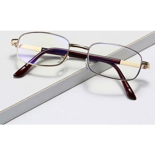 Reading Glasses Men Metal Full Frame Square Anti-blue Light Presbyopia Glasses Gold Color Reading Glasses Hyperopia Diopter