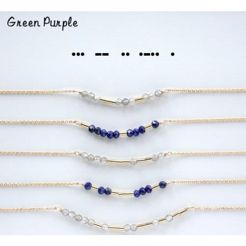 Morse Code Necklace Natural moonstone Chocker Handmade Jewelry Pendants Bijoux Collier Femme Kolye Necklace for Women