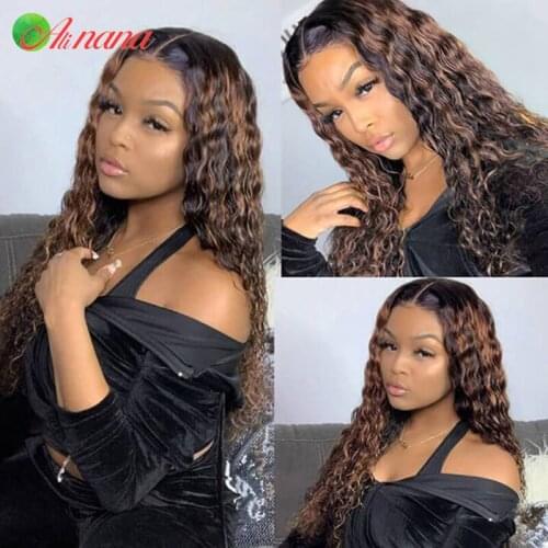 Peruvian Ombre Highlight 2/30 Color Kinky Curly 13x4 Lace Front Wigs Pre-Plucked Remy Guleless Lace Wig Human Hair For Women