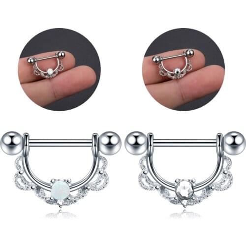 1PC Steel Opal Nipple Shiled Bars Piercing 14G Crystal Gem Nipple Rings Piercing Sexy Women Mamilo Piercings Body Jewelry
