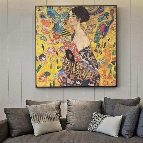 120x120cm Gustav Klimt Paintings On The Wall Reproduction Portrait Of Adele Bloch Golden Wall Art Canvas Picture Home Decoration