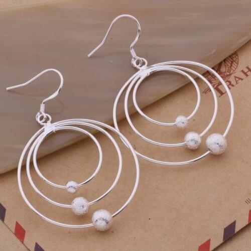 Silver plated earrings ,silver fashion jewelry earrings Three-ring hanging /bvgakmna dhsalyza AE541