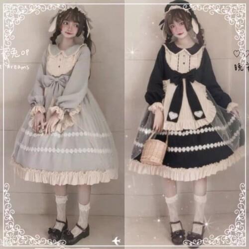 Princess tea party sweet lolita dress vintage lace bowknot cute elegant maid victorian dress kawaii girl lolita op loli cos