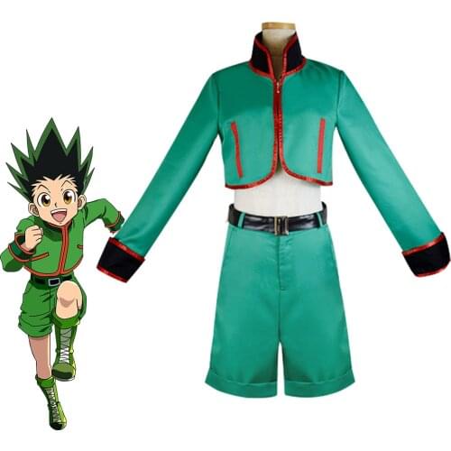 Reneecho Teenagers Gon Freecss Cosplay Adult Men Hunter X Hunter Costume Jacket Pants Belt Full Set