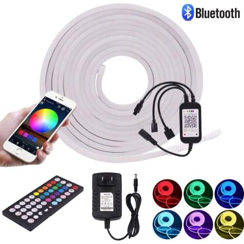 RGB Neon Light Lamp DC12V 3535 WIFI Bleutooth Control Neon Ribbon Flexible Neon Sign Light 96Leds/m Waterproof RGB Neon Strip