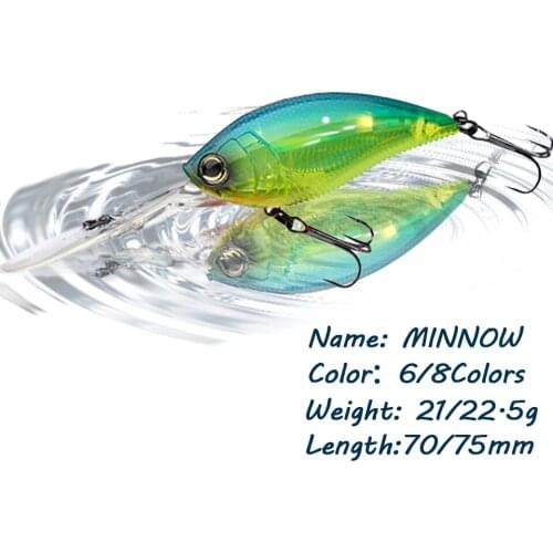 GOBYGO 70MM/75MM Fishing Lure Minnow Wobblers Floating Baits 3D Eyes Swimbait Artificial Hard Baits Pesca Tackle Goods Crankbait
