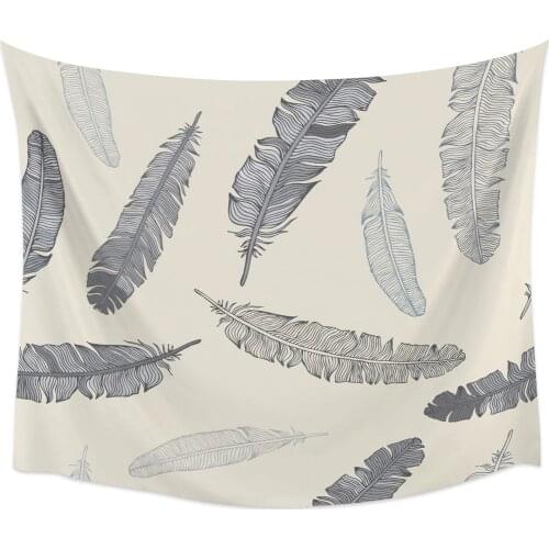 Grey Feather Wall Tapestry Cover Beach Towel Picnic Yoga Mat Home Decoration