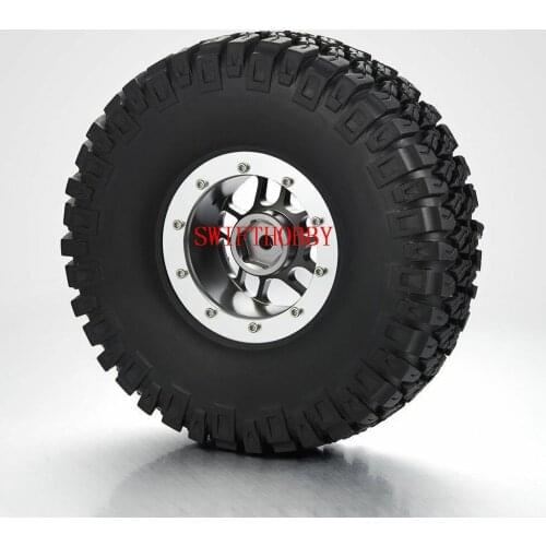 116mm Tires With 1.9" Beadlock 10-Spoked Wheels 2pcs For 1/10 RC Crawler