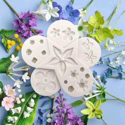 Flowers Shape Silicone Mold Fondant Soap 3D Cake Mold Cupcake Jelly Candy Chocolate Decoration Baking Tool Leaves Mould