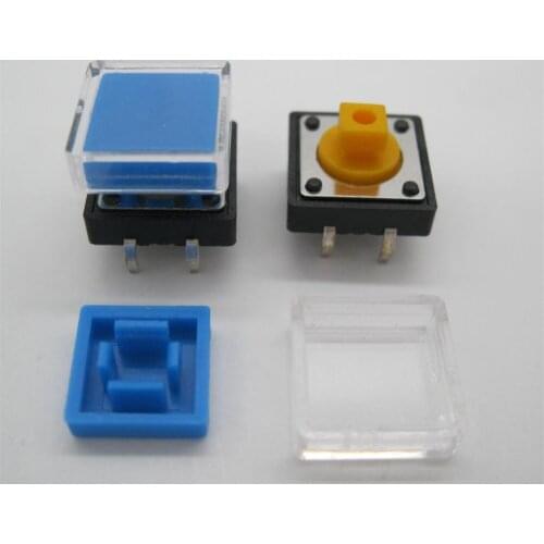50pcs B3F Tactile Push Button Switch+blue color hat 50pcs+transparent cap 50pcs Momentary Tact Touch Micro switch 12x12x7.3mm