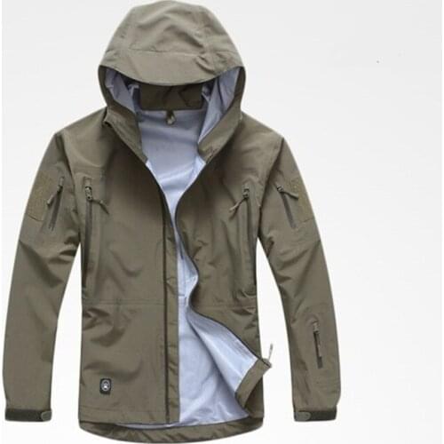 Spring Men Camouflage Hooded Thin Pressure Glue Windbreaker Coat Tops Outdoor Waterproof Hard Shell Military Tactical Jacket