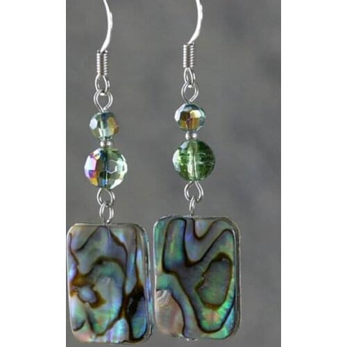 Vintage Silver Plated Square Shell Drop Earrings Green Acrylic Stone Dangle Earrings for Women Wedding Bohemia Jewelry A4M919