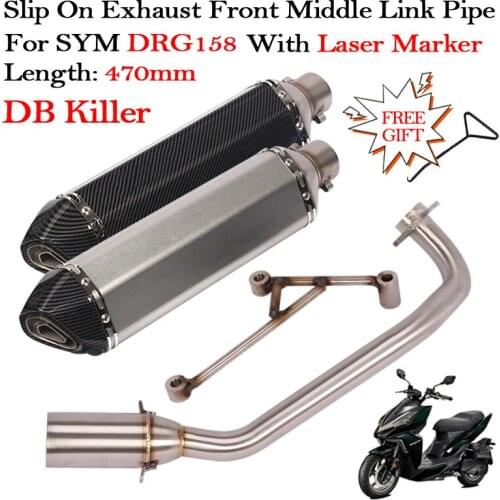 Slip On Full Motorcycle Exhaust System Moto DB Killer Modified Front Middle Link Pipe For SYM DRG BT DRG158 DRG 158 Scooter Tube