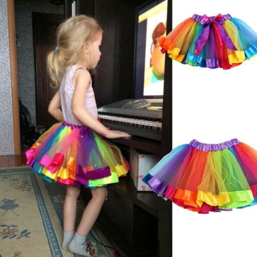 Tutu Skirt Baby Girl Skirts 1 To 8 Years Princess Pettiskirt Party Dance Rainbow Tulle Skirts Girls Clothes Children Clothing