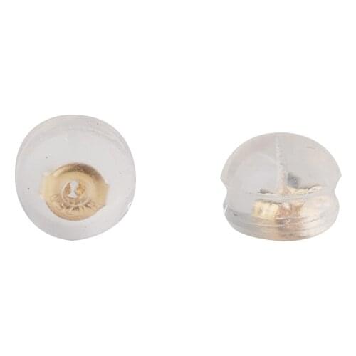 18k Gold Earnut with Silicon Wrapped, Solid AU750 18 karat Oro Earring Backs for Jewelry DIY Making Accessories