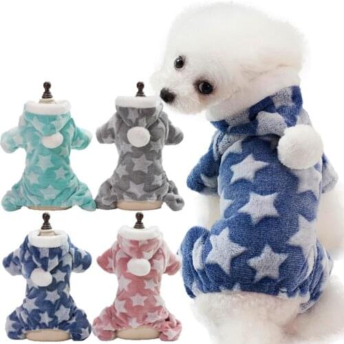 2020 Winter Warm Pet Dog Clothes Hooded Stars Print Pet Cat Clothing Cotton Material Jacket S-XXL Big Dog Outwear Supplies