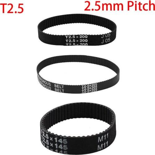 T2.5x512.5mm T2.5x780mm T2.5x1097.5mm 205 312 439 T Tooth 6mm 10mm 15mm 20mm Width 2.5mm Pitch Cogged Synchronous Timing Belt