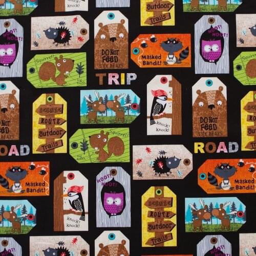 1 yard printed Cotton Woven Fabric - Cartoon, Pecker, Squrrrel, Owls (width=140cm)