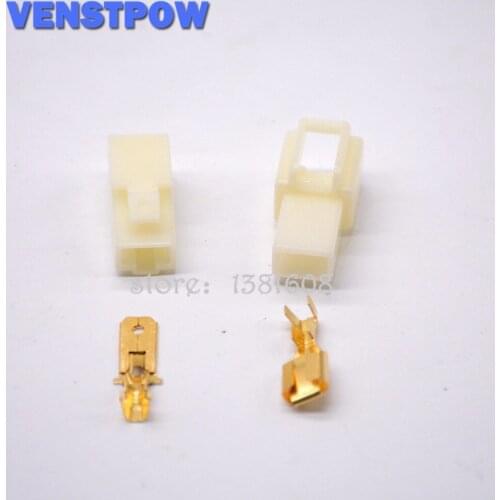 10 sets 6.3mm 1pin Automotive 6.3 Electrical wire Connector Male Female cable terminal plug Kits Motorcycle ebike car