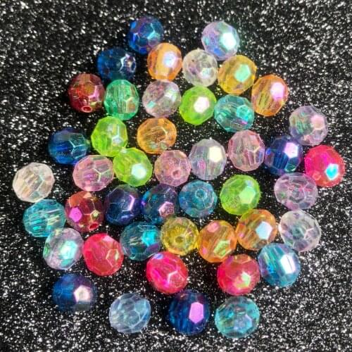 100pcs/lot 8mm DIY Acrylic Faceted Beads AB Plated Balls Loose Beads For Jewelry Making Bracelet Necklace Handmade Accessories