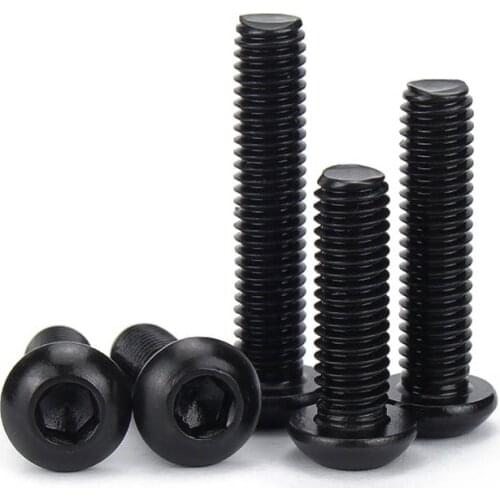 2/50pcs Black 304 Stainless Steel Hexagon Hex Socket Button Allen Head Screw M2 M2.5 M3 M4 M5 M6 M8 Bolt Length 3-60mm ISO7380