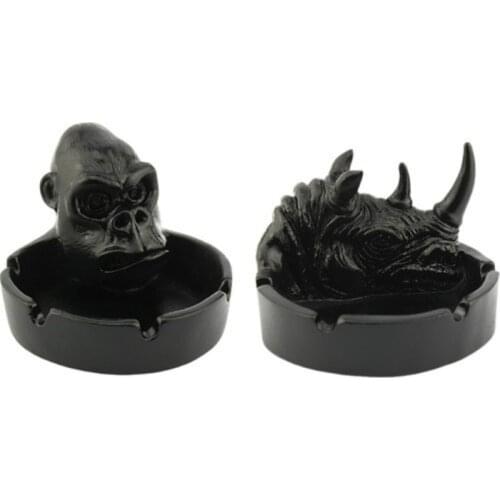 2pcs/ Set Creative Home Decor Cigarette Ashtray Animal Rhino And Gorilla Ashtray Gift For Boyfriend Office Decor