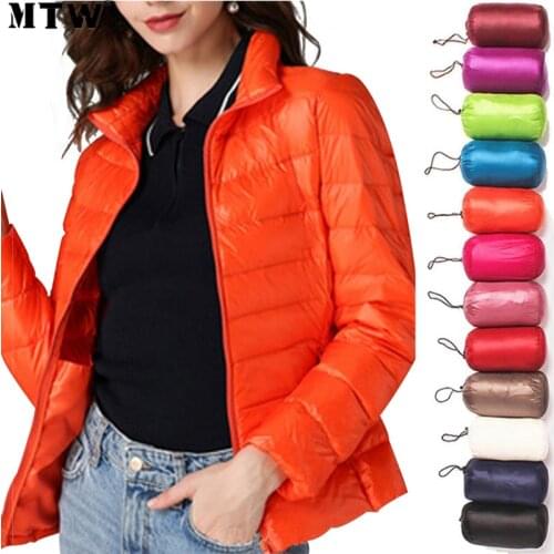 2021 Autumn Winter Women Thin White Duck Down Jackets Parka Ladies Ultra Light Down Portable Coats Plus Size