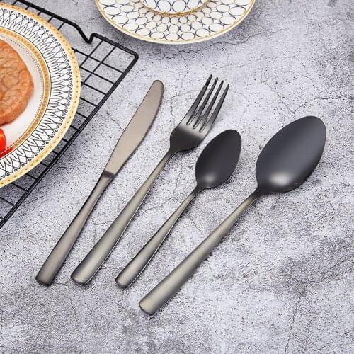 4Pcs Black Dinnerware Set Stainless Steel Cutlery Set Rainbow Knife Fork Set Gold Silver Cutleries Western Wedding Tableware
