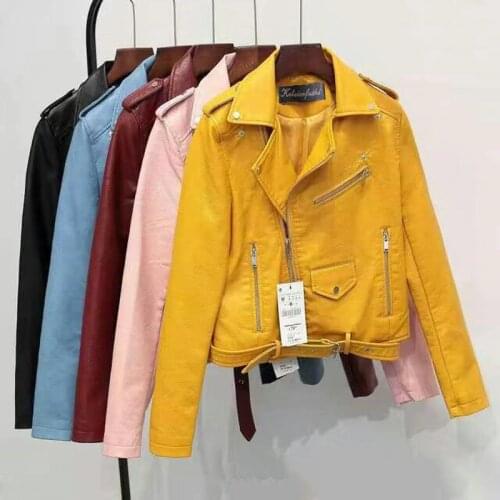 5 Colors Women PU Faux Leather Jacket Casual Asymmetric Zipper Female Outwear Coat Streetwear Fashion Ladies