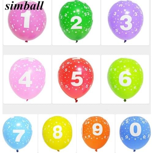 50pcs/lot 12inch 0-9 Number Latex Balloon Inflatable Air Balls Wedding Decoration Printed Balloons Happy Birthday Party Supplies