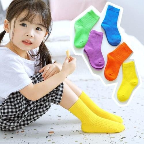 AWAYTR Childrens Cotton Skin-friendly Fashion Socks Knitted Wild Cute Thick New Spring Hosiery For Girls Kids