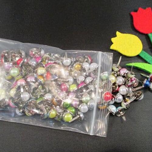 Free shipping wholesale DIY Mixed color 6mm Scrapbooking pearl Brads (100pcs/Lot) 007001008