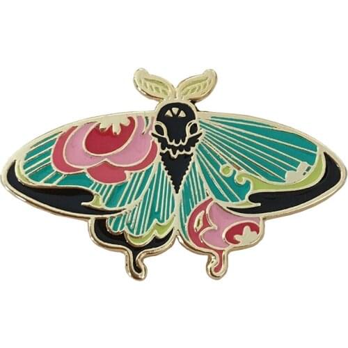 Floral Moth (Jade) - Enamel Pin