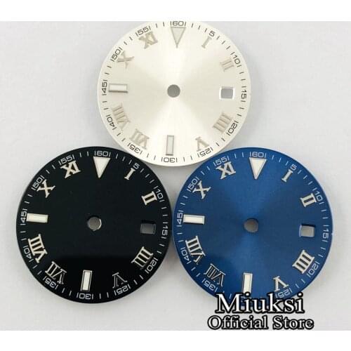 Miuksi 29.2mm silver/blue/black sterile dial for ETA2836/2824 Mingzhu DG2813/3804,Miyota 8205/8215/821A/82series movement