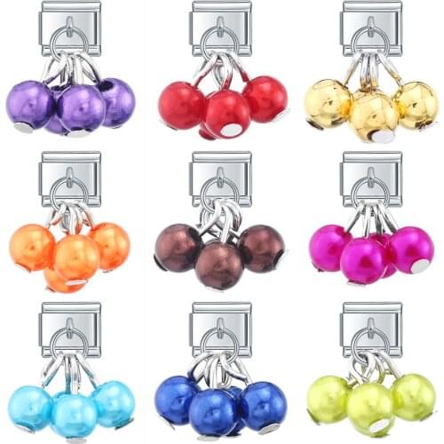 Hapiship 2021 Fashion 4mm ABS Imitation Pearl Italian Charm Links Fit 9mm Stainless Steel Bracelet DIY Making Jewelry DJ403