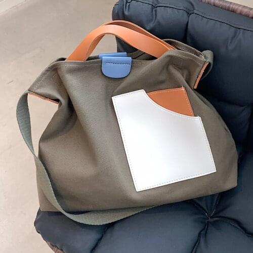 Canvas patchwork women Shoulder Crossbody Bag large capacity 2021 new Casual Travel female Handbags and Purses big totes green