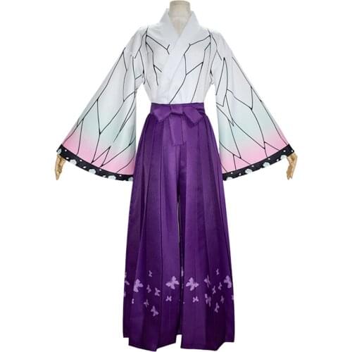 Anime Demon Slayer Kimetsu no Yaiba Kochou Shinobu Cosplay Costume Outfits Halloween Carnival Suit