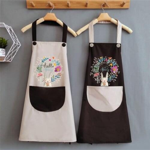 Kitchen Apron Household Female Waterproof Oil Resistant Waist MENS Overalls Fabric Bib With Pocket Home Cleaning Tool