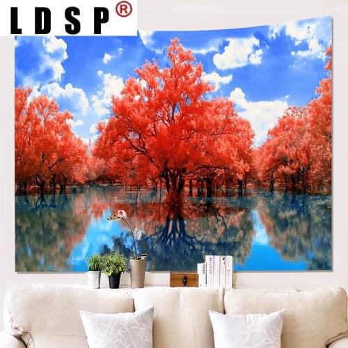 LDSP Lake Forest Reflection Landscape Tapestry Hanging Covering Rugs Background Cloth Beach Mat Blanket Bedroom Decor