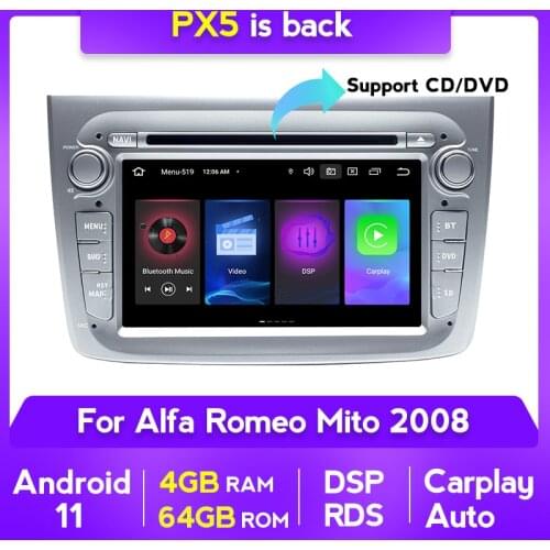 MEKEDE 4G+64G Android 11 carplay auto multimedia Player For Alfa Romeo Mito 2008 2009 4G LTE WIFI Car Radio RDS DSP Stereo SWC