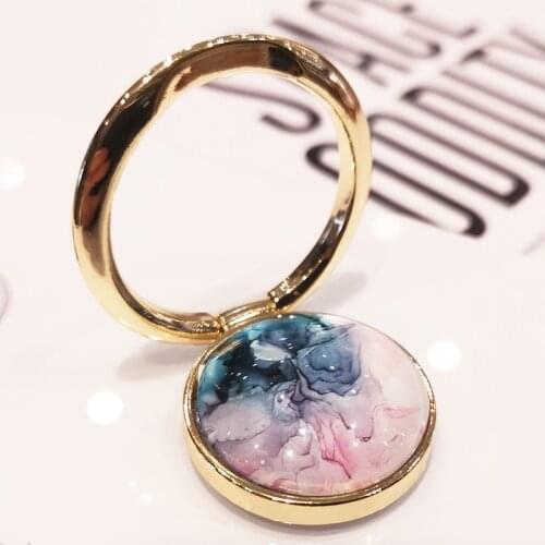 Mobile Phone Ring Buckle Bracket Desktop Rotating Marble Pattern Metal Finger Buckle Mobile Phone Shell Lazy Pull Ring Sticker