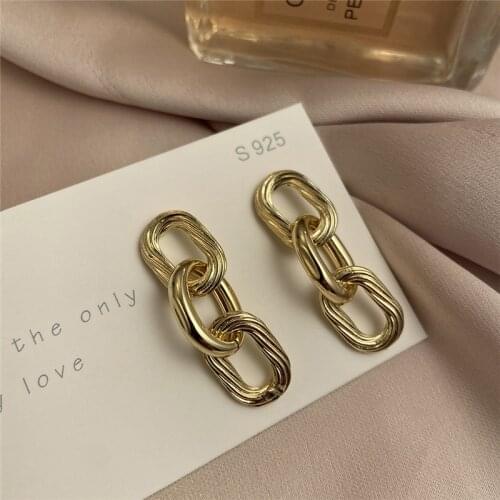 Minimalist Thick Chain Punk Metal Dangle Earrings 2021 New Charm Gold Texture Women Earrings Gala Gift