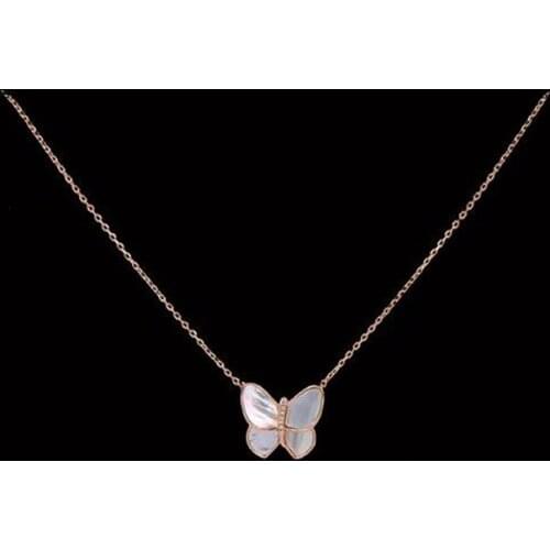 OL Style Fashion White Shell Butterfly Necklace Micro Pave AAA Premium Zircon Crystals Gold-C Clavicle Necklace for Women