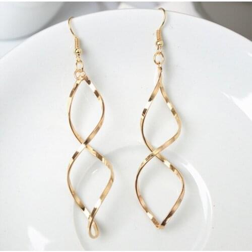 Fashion Simple Spiral Drop Earrings for Women Long Curved Wave Dangle Earrings Statement Wedding Party Jewelry Wholesale